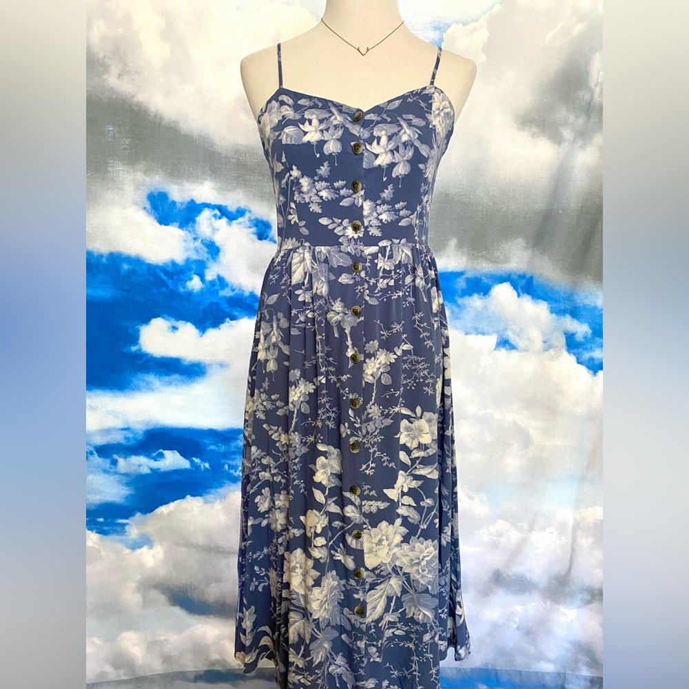 H&M Luxe Romantic Floral Buttoned Skinny Strap Maxi Dress ✨